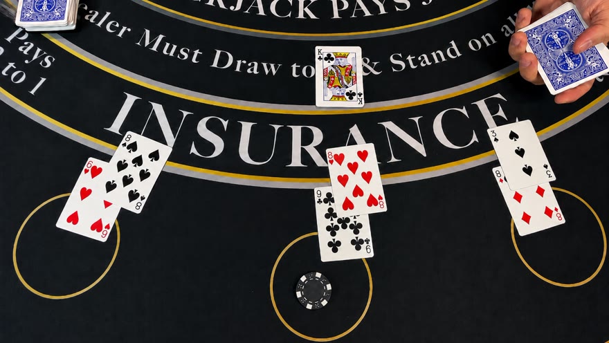 Dealt blackjack hands on a real felt during training